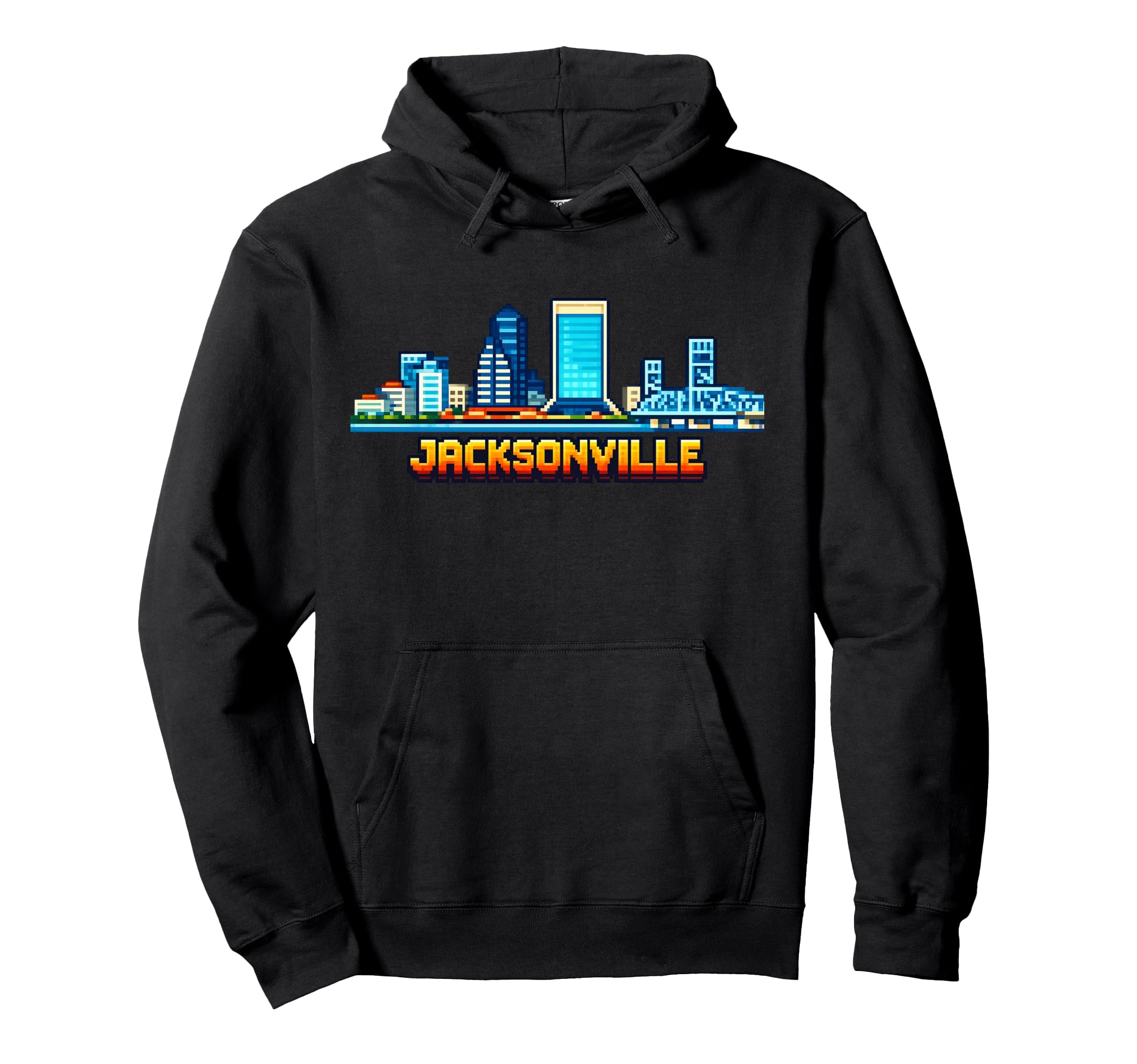 Jacksonville 8 Bit Video Arcade Gamer Hoodie - Trendy Graphic Men Women - T-Shirt, Sweatshirt, Hoodie