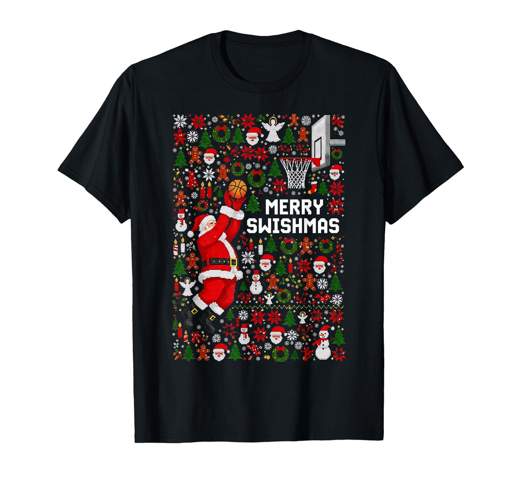 Merry Swishmas Santa Basketball Ugly T-Shirt - Graphic Print for Adults - T-Shirt, Sweatshirt, Hoodie