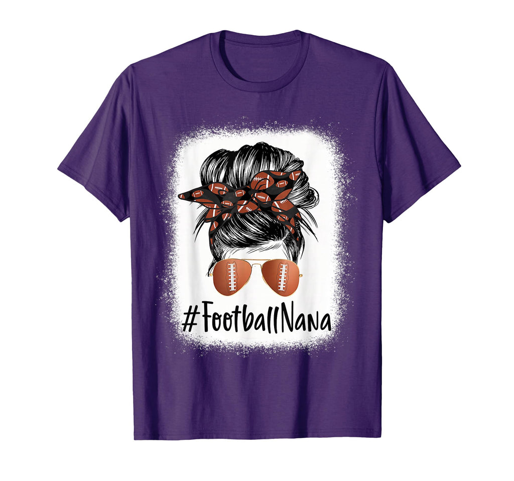 Bleached Football Nana Life Messy Bun T-Shirt - Trendy Graphic for Adults - T-Shirt, Sweatshirt, Hoodie
