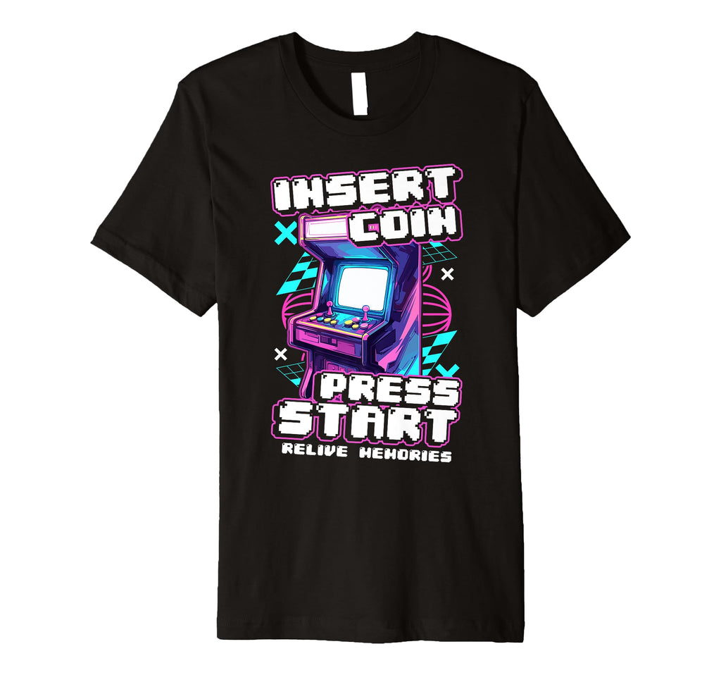 Arcade Machine Insert Coin Press Start T-Shirt - Unique Graphic Men Women - T-Shirt, Sweatshirt, Hoodie