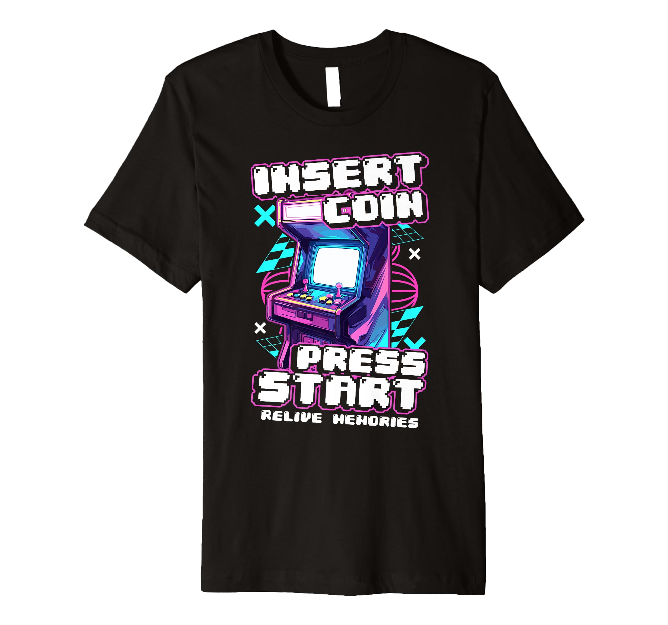 Arcade Machine Insert Coin Press Start T-Shirt - Unique Graphic Men Women - T-Shirt, Sweatshirt, Hoodie