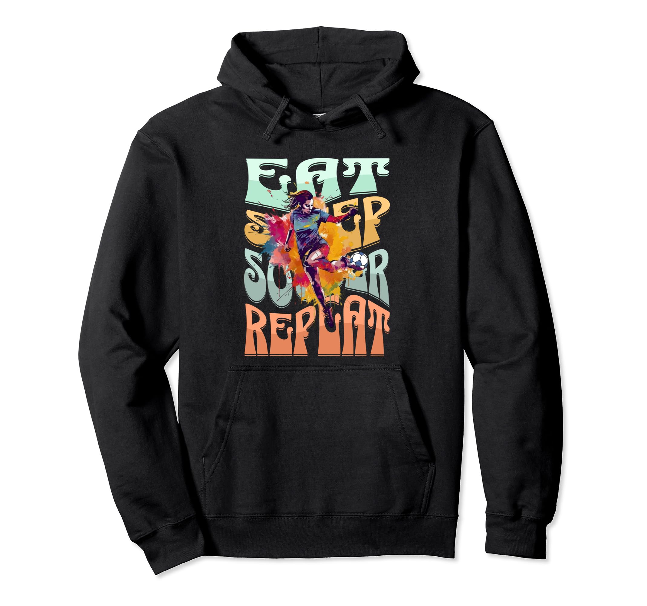 Eat Sleep Soccer Repeat Soccer Gifts Hoodie - Novelty Apparel for Adults - T-Shirt, Sweatshirt, Hoodie