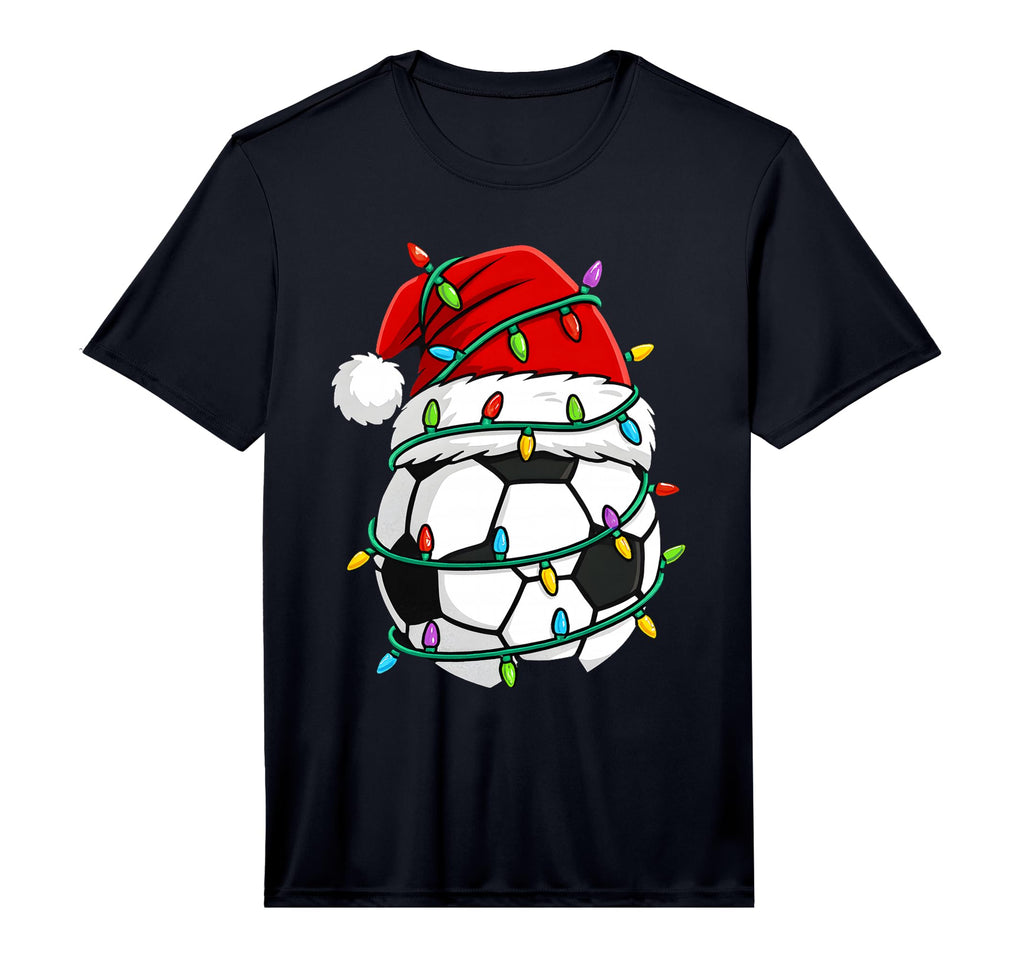 Soccer Santa Hat Lights Santa Sports T-Shirt - Unique Graphic for Adults - T-Shirt, Sweatshirt, Hoodie