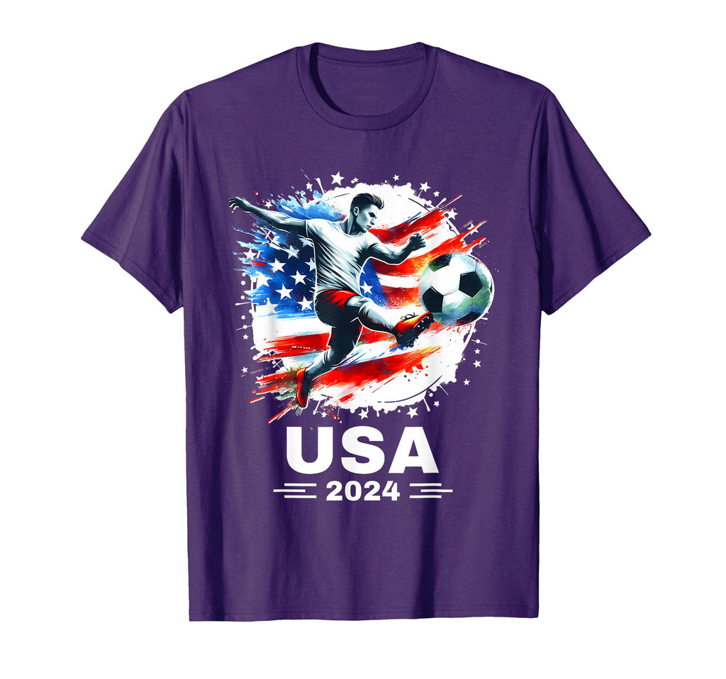 American Flag Soccer Soccer 2024 T-Shirt - Streetwear Style for Adults - T-Shirt, Sweatshirt, Hoodie