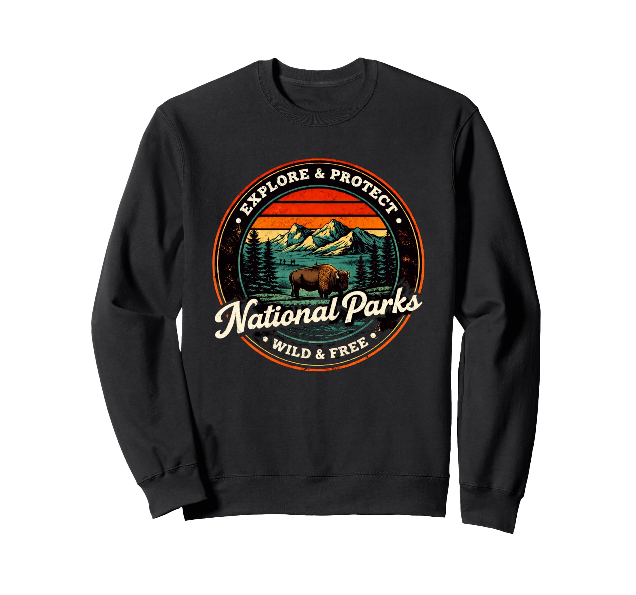 Explore And Protect National Parks Bison Sweatshirt - Graphic Print Unisex - T-Shirt, Sweatshirt, Hoodie