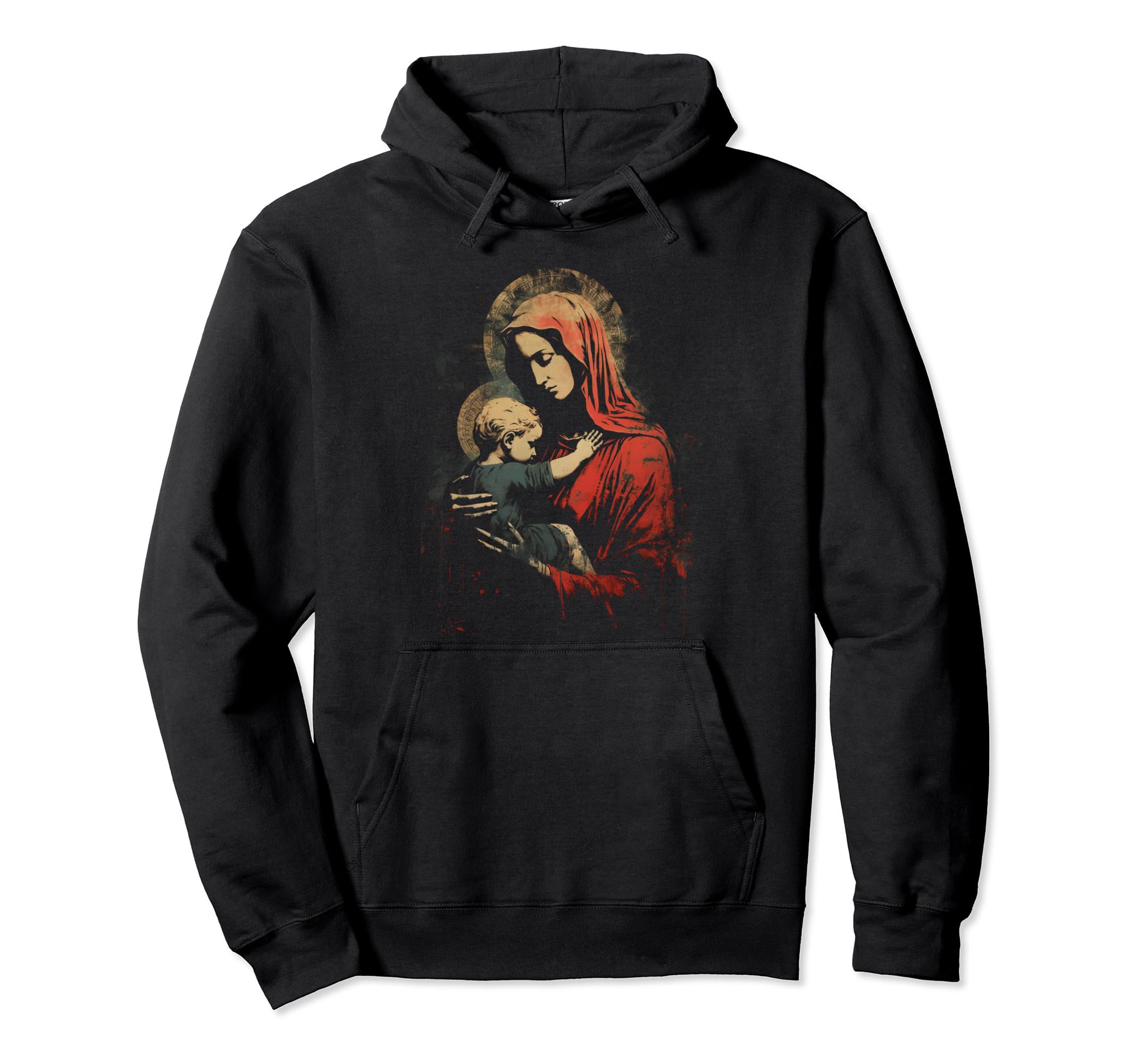Mary Jesus Distressed 90S Goth Grunge Hoodie - Trendy Graphic for Adults - T-Shirt, Sweatshirt, Hoodie