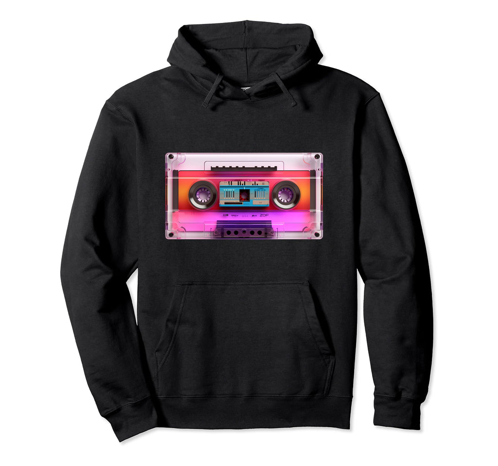 Cassette Tape Tees Short Hoodie - Novelty Apparel Unisex - T-Shirt, Sweatshirt, Hoodie