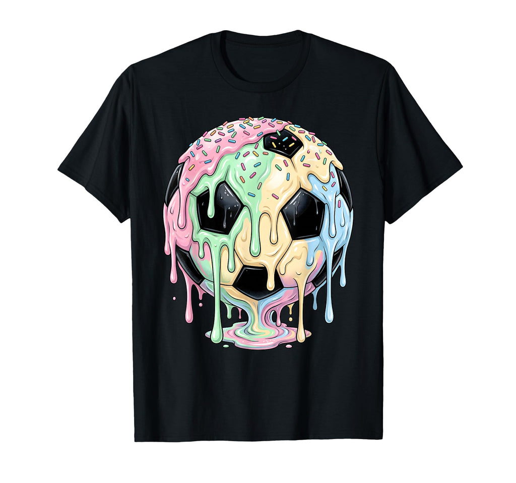 Soccer Ball Ice Cream Drip Soccer T-Shirt - Casual Everyday Wear Men Women - T-Shirt, Sweatshirt, Hoodie