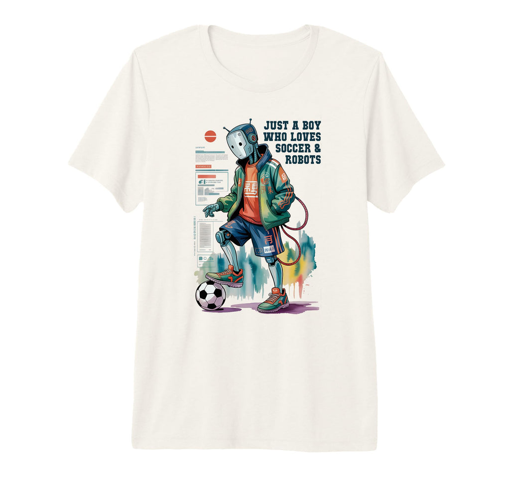 Just Who Loves Soccer Robots Play T-Shirt - Minimalist Print Men Women - T-Shirt, Sweatshirt, Hoodie