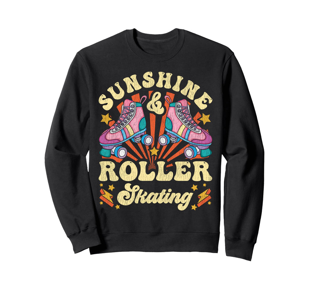 Roller Skating Skate 1970S Sunshine Sweatshirt - Trendy Graphic Unisex - T-Shirt, Sweatshirt, Hoodie