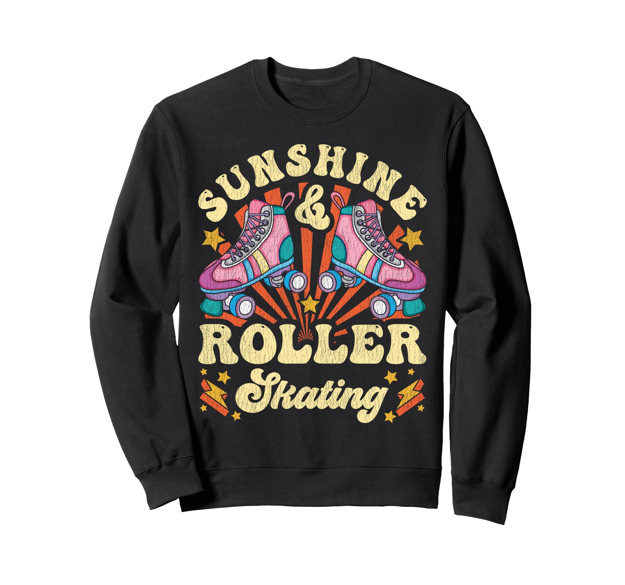 Roller Skating Skate 1970S Sunshine Sweatshirt - Trendy Graphic Unisex - T-Shirt, Sweatshirt, Hoodie
