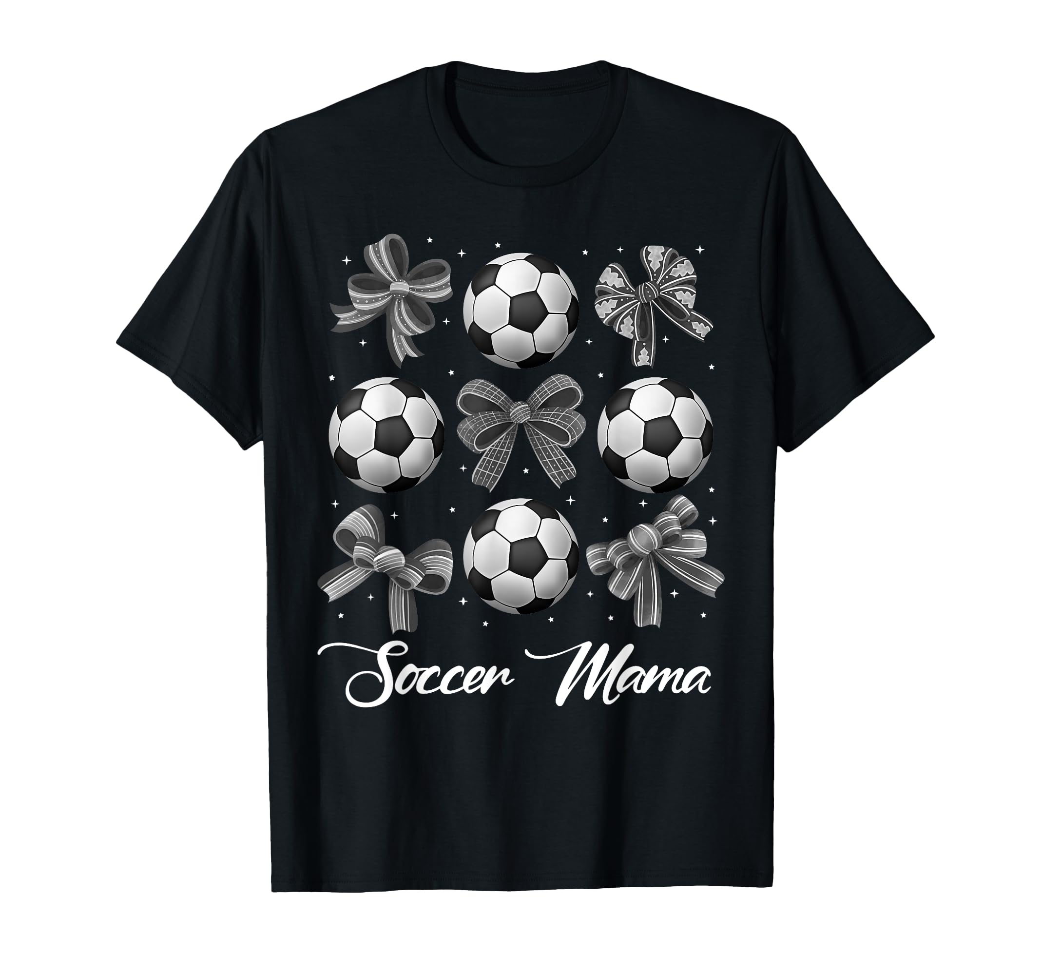 Soccer Mama Football Bow Decor Stars T-Shirt - Custom Art Print Men Women - T-Shirt, Sweatshirt, Hoodie