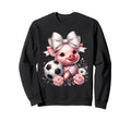 Pig White Coquette Bow Soccer Pig Sweatshirt - Trendy Graphic Men Women - T-Shirt, Sweatshirt, Hoodie
