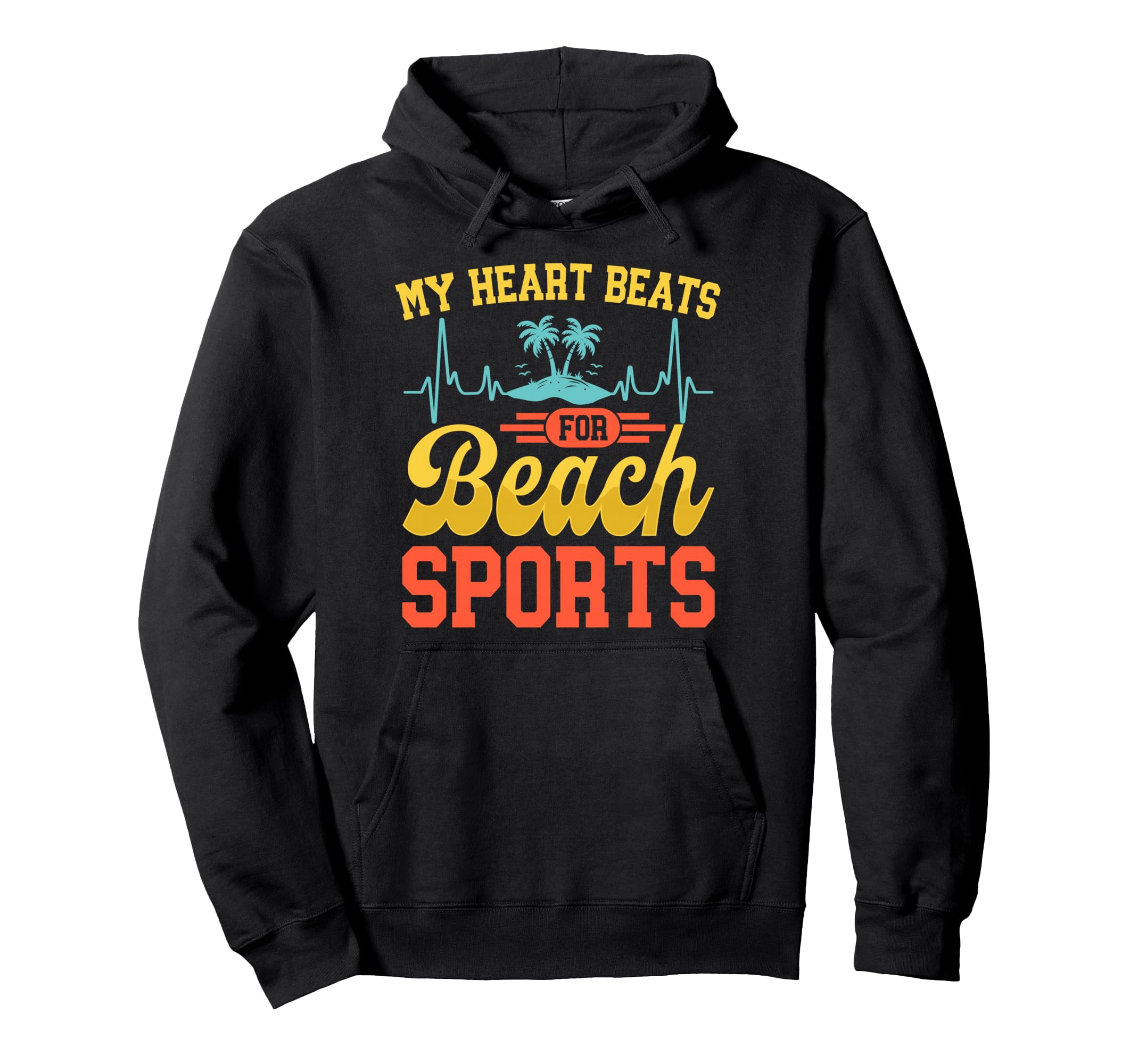 My Heart Beats Beach Sports Beach Hoodie - Minimalist Print for Adults - T-Shirt, Sweatshirt, Hoodie