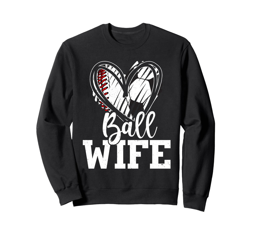 Ball Wife Heart Baseball Soccer Ball T-Shirt - Streetwear Style for Adults - T-Shirt, Sweatshirt, Hoodie