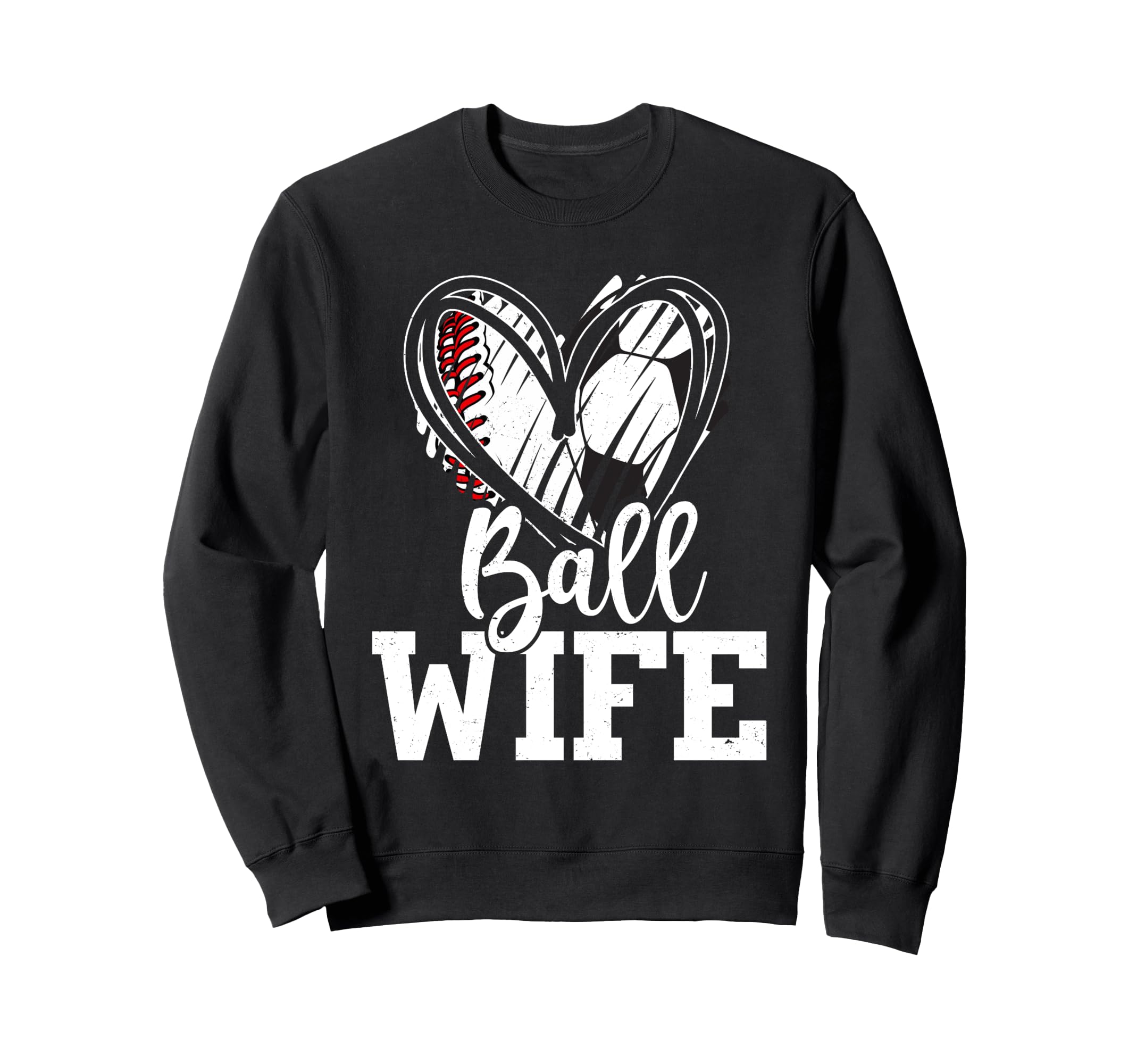 Ball Wife Heart Baseball Soccer Ball T-Shirt - Streetwear Style for Adults - T-Shirt, Sweatshirt, Hoodie