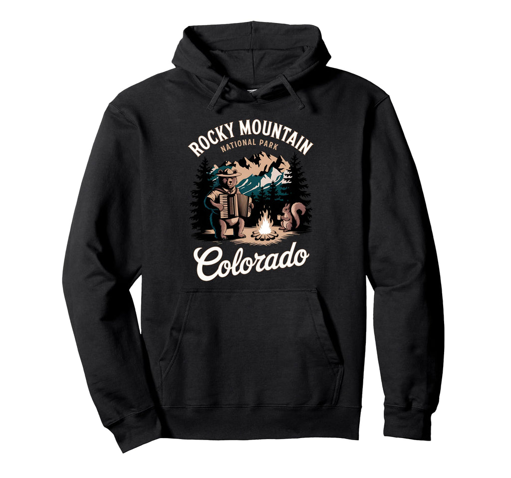 Scenic Rocky Mountain National Park Bear Hoodie - Aesthetic Graphic Unisex - T-Shirt, Sweatshirt, Hoodie