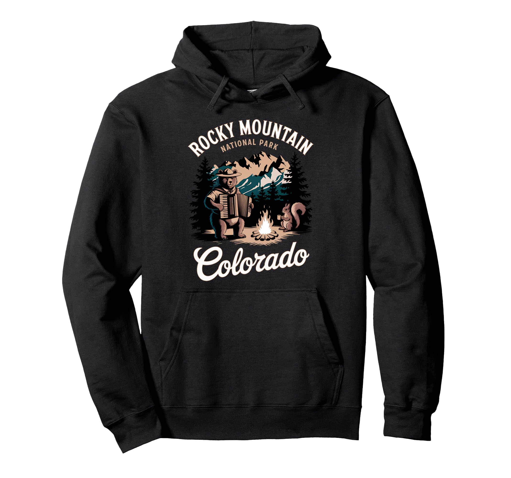 Scenic Rocky Mountain National Park Bear Hoodie - Aesthetic Graphic Unisex - T-Shirt, Sweatshirt, Hoodie
