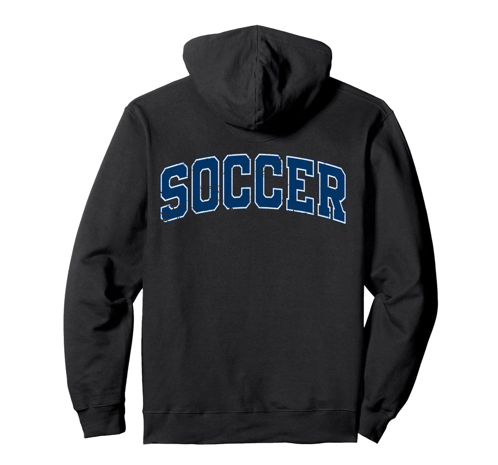 Soccer Varsity Blue Text Hoodie - Custom Art Print Men Women - T-Shirt, Sweatshirt, Hoodie