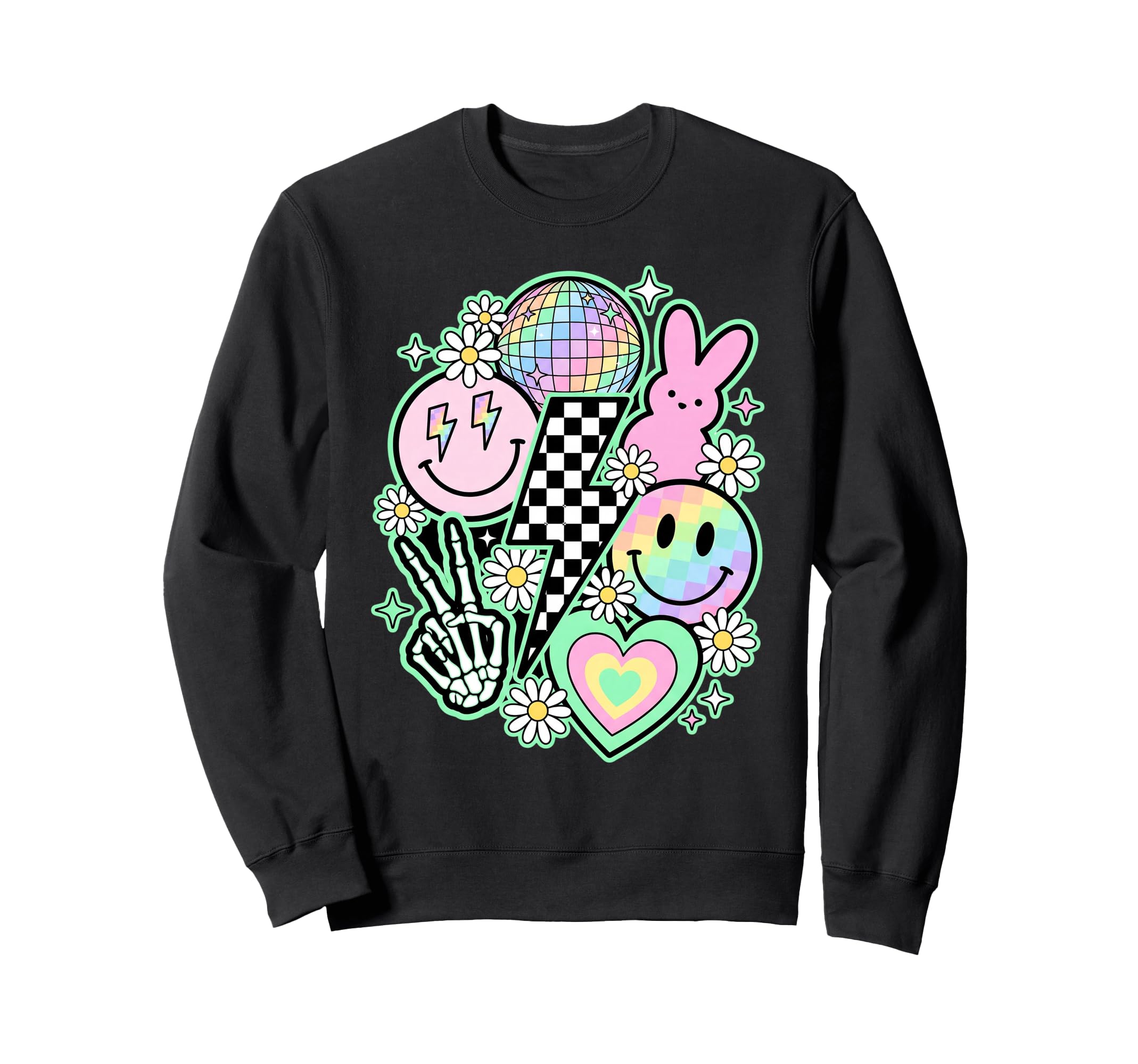 Pastel Groovy Y2K Aesthetic Easter Sweatshirt - Graphic Print Men Women - T-Shirt, Sweatshirt, Hoodie