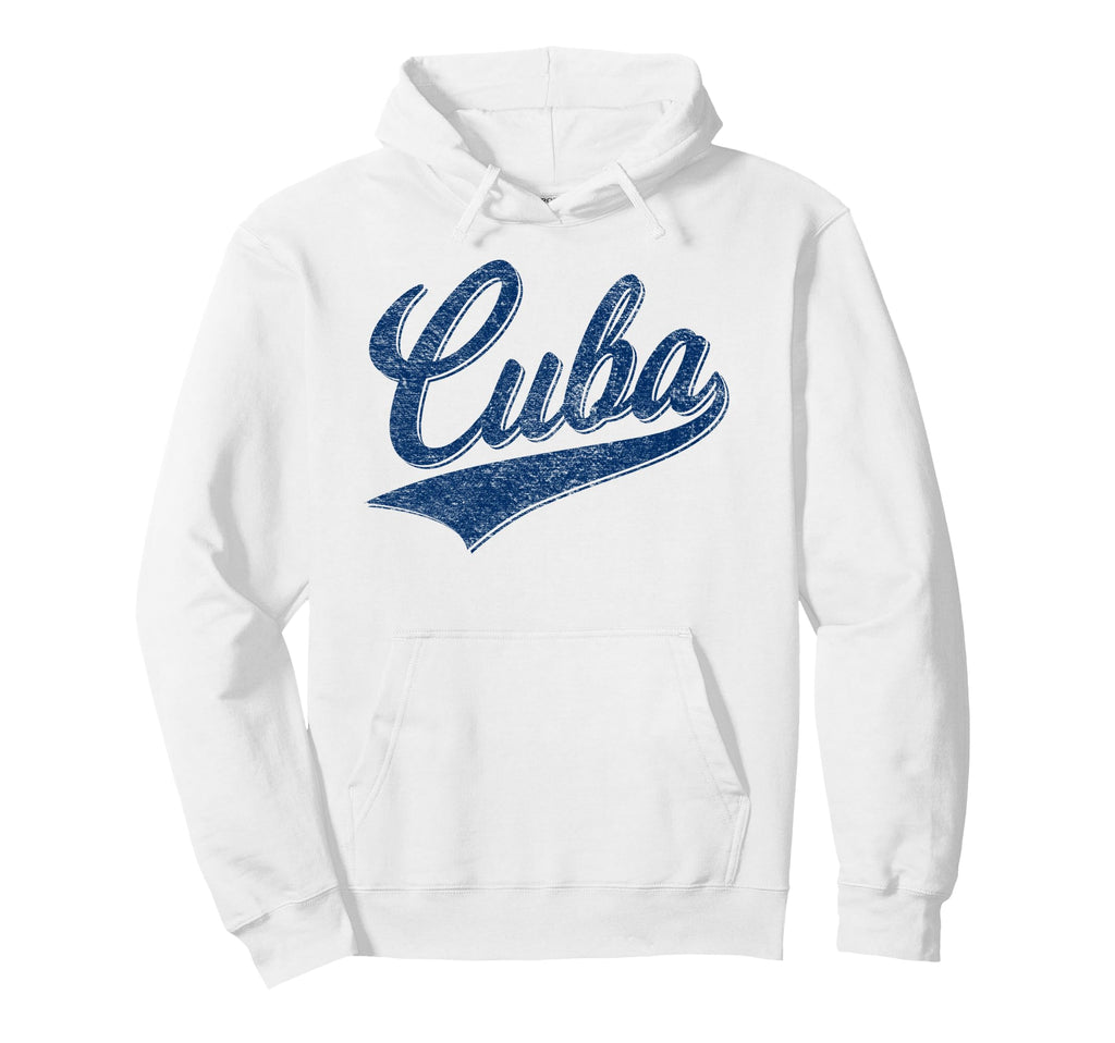 Cuba Flag Baseball Sport Swoosh Hoodie - Fun Novelty Design for Adults - T-Shirt, Sweatshirt, Hoodie
