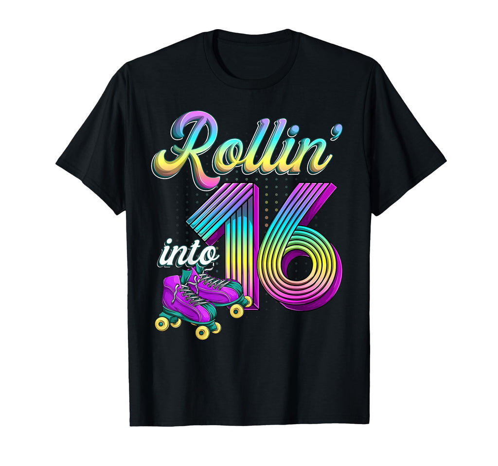 Rolling Into 16 Roller Skates 16Th T-Shirt - Graphic Print Men Women - T-Shirt, Sweatshirt, Hoodie