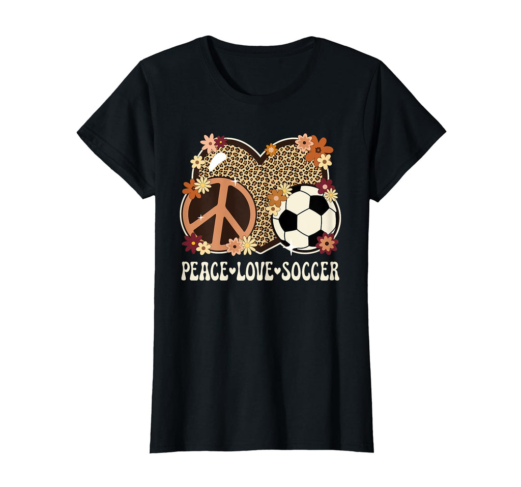 Peace Love Soccer Lover Leopard Soccer T-Shirt - Custom Art Print Unisex - T-Shirt, Sweatshirt, Hoodie