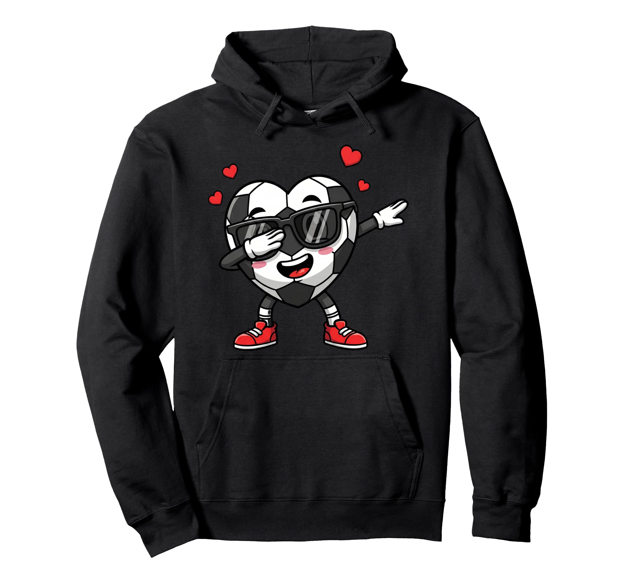 Dabbing Soccer Heart Valentine Love Hoodie - Unique Graphic for Adults - T-Shirt, Sweatshirt, Hoodie