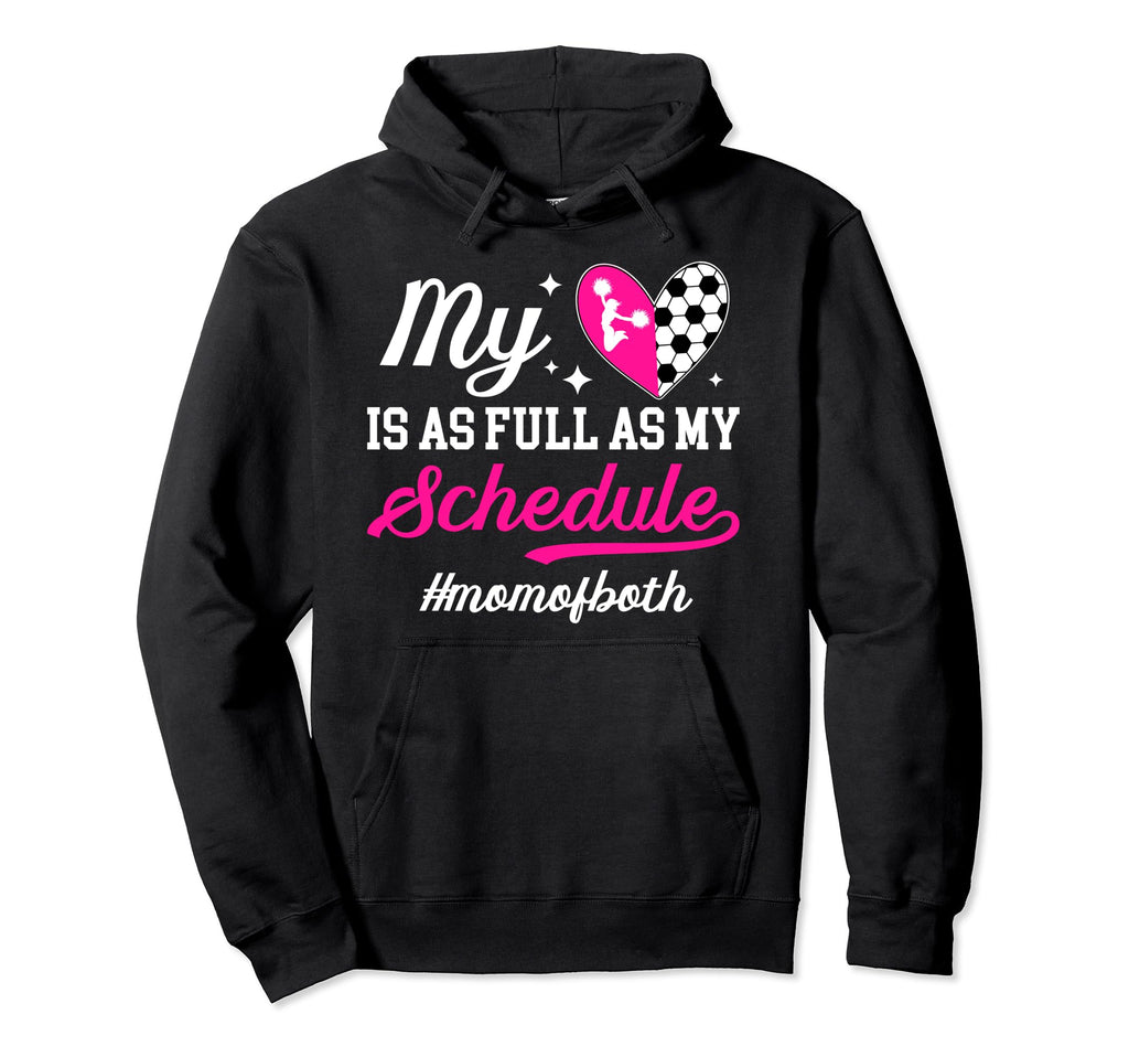 Mom Both Proud Cheer And Soccer Mom Hoodie - Minimalist Print Men Women - T-Shirt, Sweatshirt, Hoodie