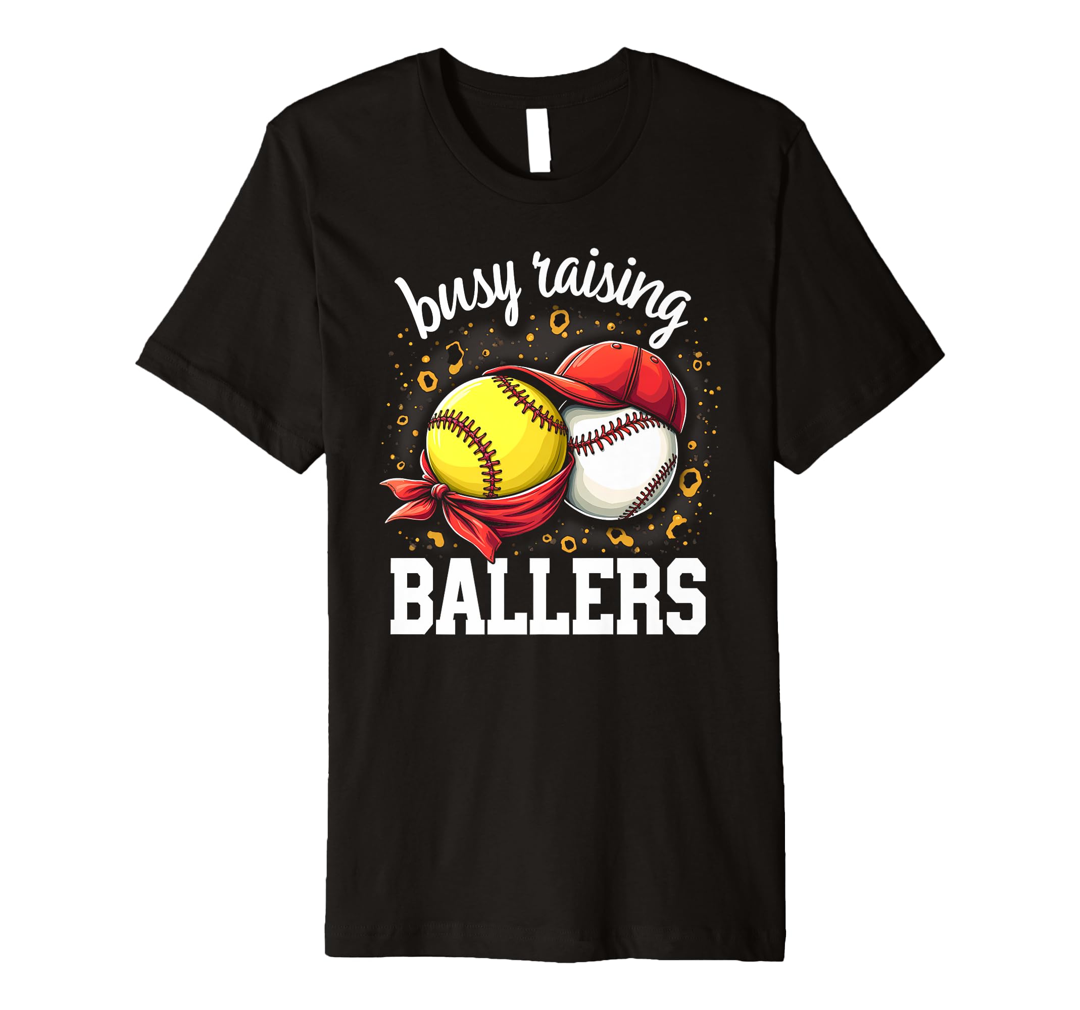 Playful Busy Raising Ballers Sports Mom T-Shirt - Minimalist Print Unisex - T-Shirt, Sweatshirt, Hoodie