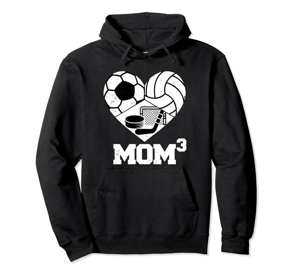 Mom Cubed Mom3 Mom Three Soccer Hoodie - Unique Graphic Men Women - T-Shirt, Sweatshirt, Hoodie