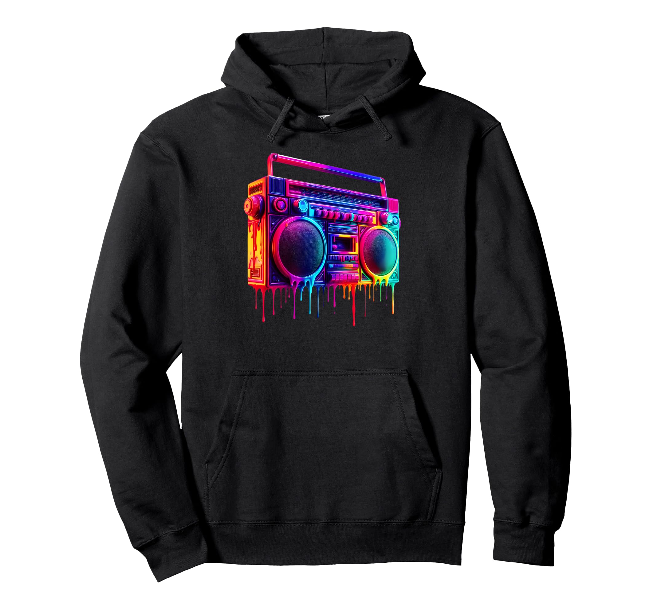 Dripping Paint Boombox Old School 80S Hoodie - Minimalist Print Men Women - T-Shirt, Sweatshirt, Hoodie