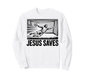 Soccer Goalie Goalkeeper Jesus Saves Sweatshirt - Graphic Print Unisex - T-Shirt, Sweatshirt, Hoodie
