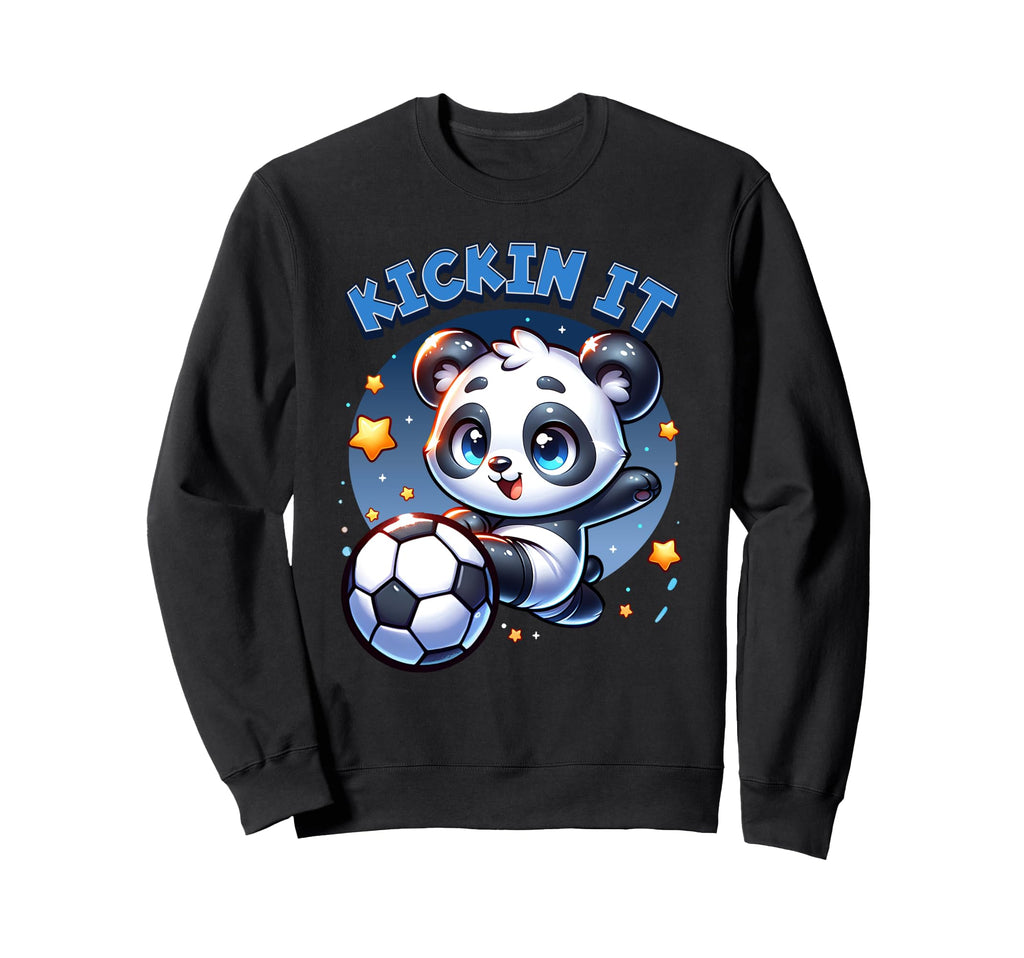 Kickin It Soccer Player Panda Ball Sweatshirt - Graphic Print for Adults - T-Shirt, Sweatshirt, Hoodie