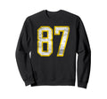 Number 87 Distressed Varsity Number Sweatshirt - Graphic Print for Adults - T-Shirt, Sweatshirt, Hoodie
