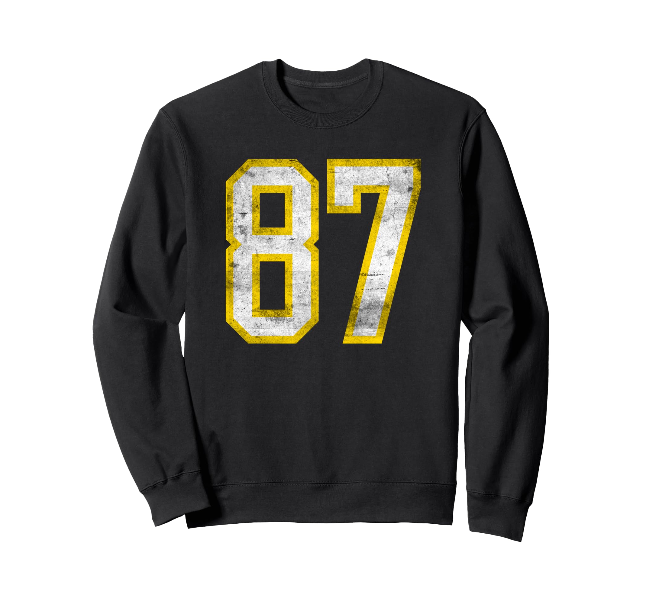 Number 87 Distressed Varsity Number Sweatshirt - Graphic Print for Adults - T-Shirt, Sweatshirt, Hoodie