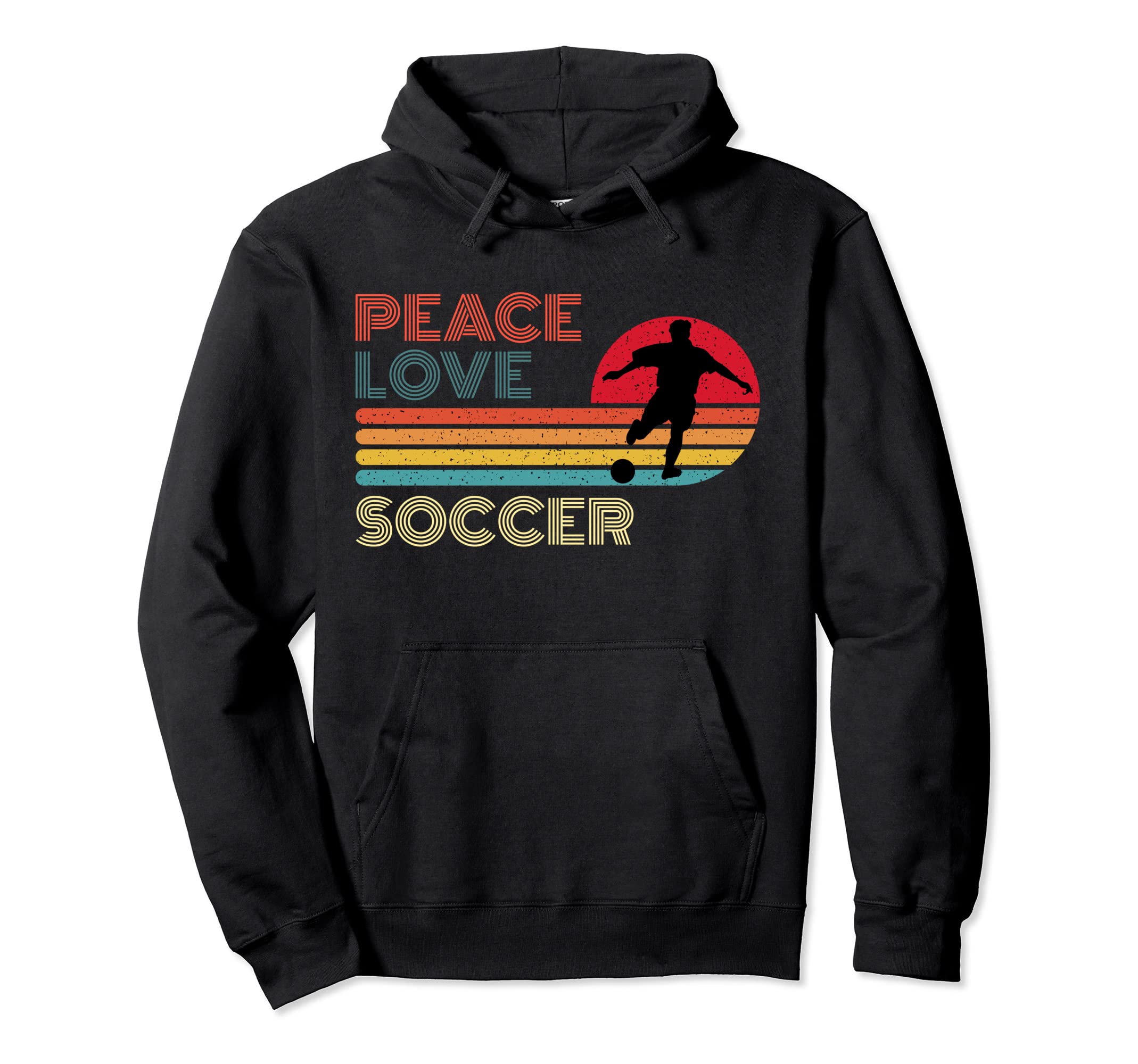 Peace Love Soccer Striped Sunset Sport Hoodie - Streetwear Style Unisex - T-Shirt, Sweatshirt, Hoodie