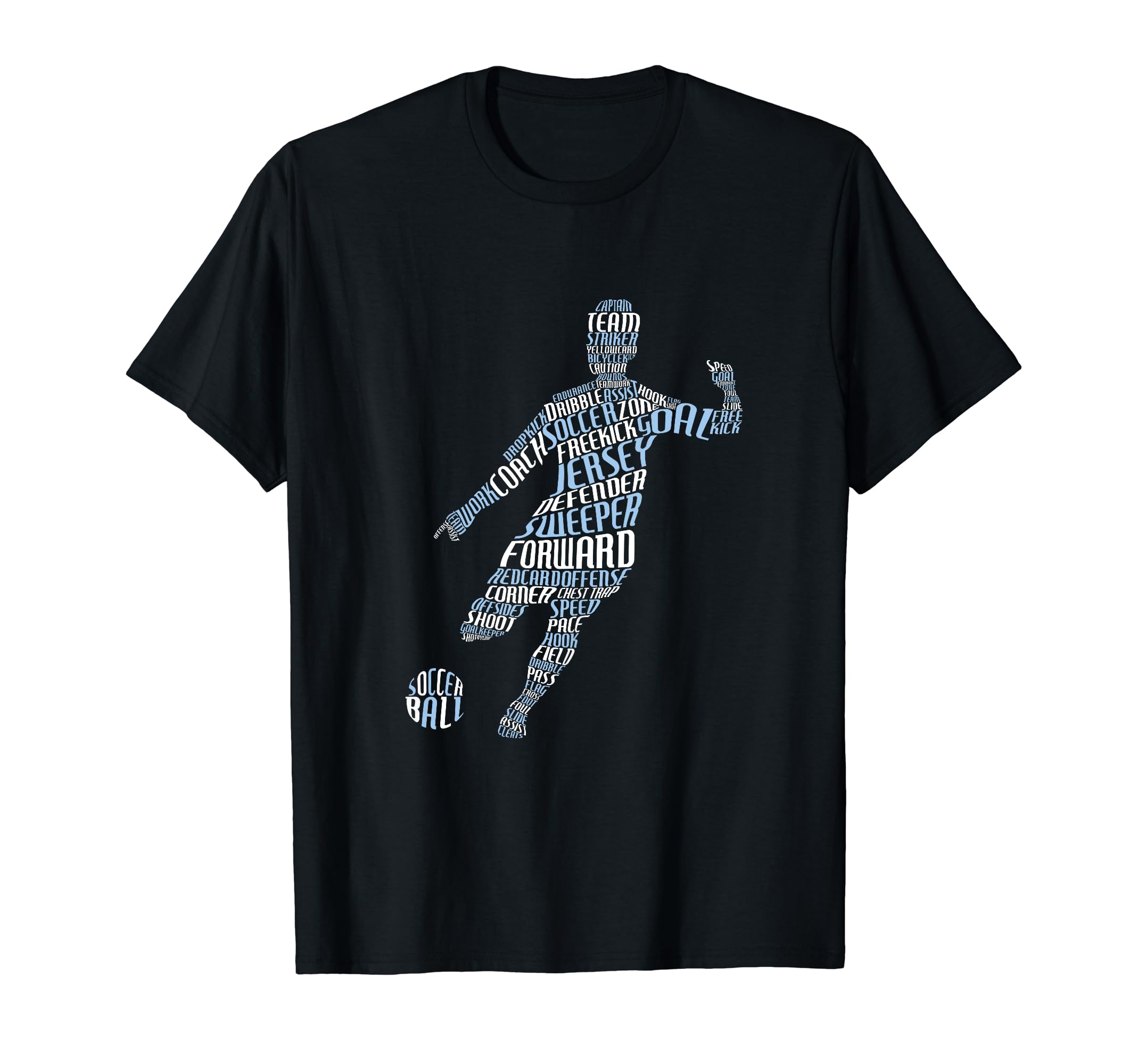 Soccer Player Typography Word Art T-Shirt - Graphic Print for Adults - T-Shirt, Sweatshirt, Hoodie
