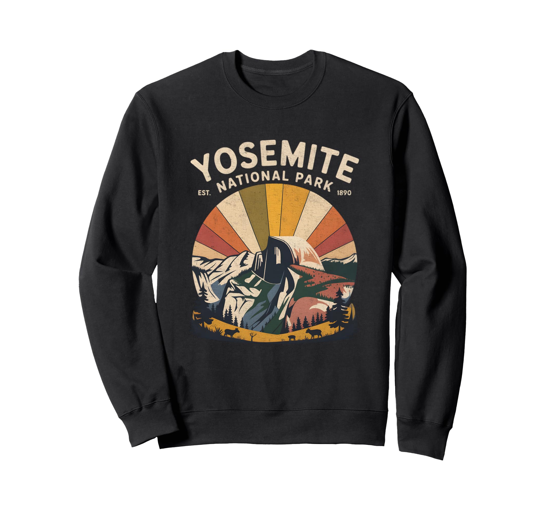 Yosemite National Park 60S 70S Sweatshirt - Minimalist Print for Adults - T-Shirt, Sweatshirt, Hoodie