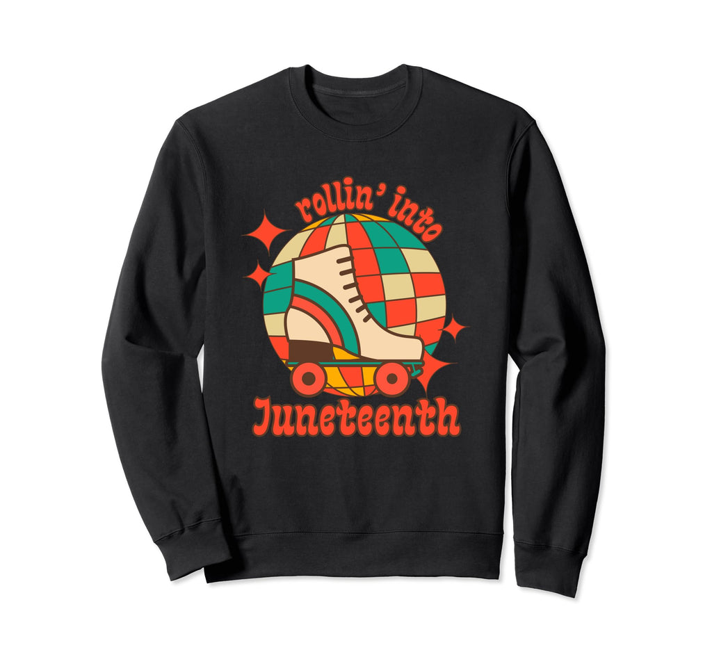 Juneteenth Roller Skate Disco Ball Sweatshirt - Minimalist Print Unisex - T-Shirt, Sweatshirt, Hoodie