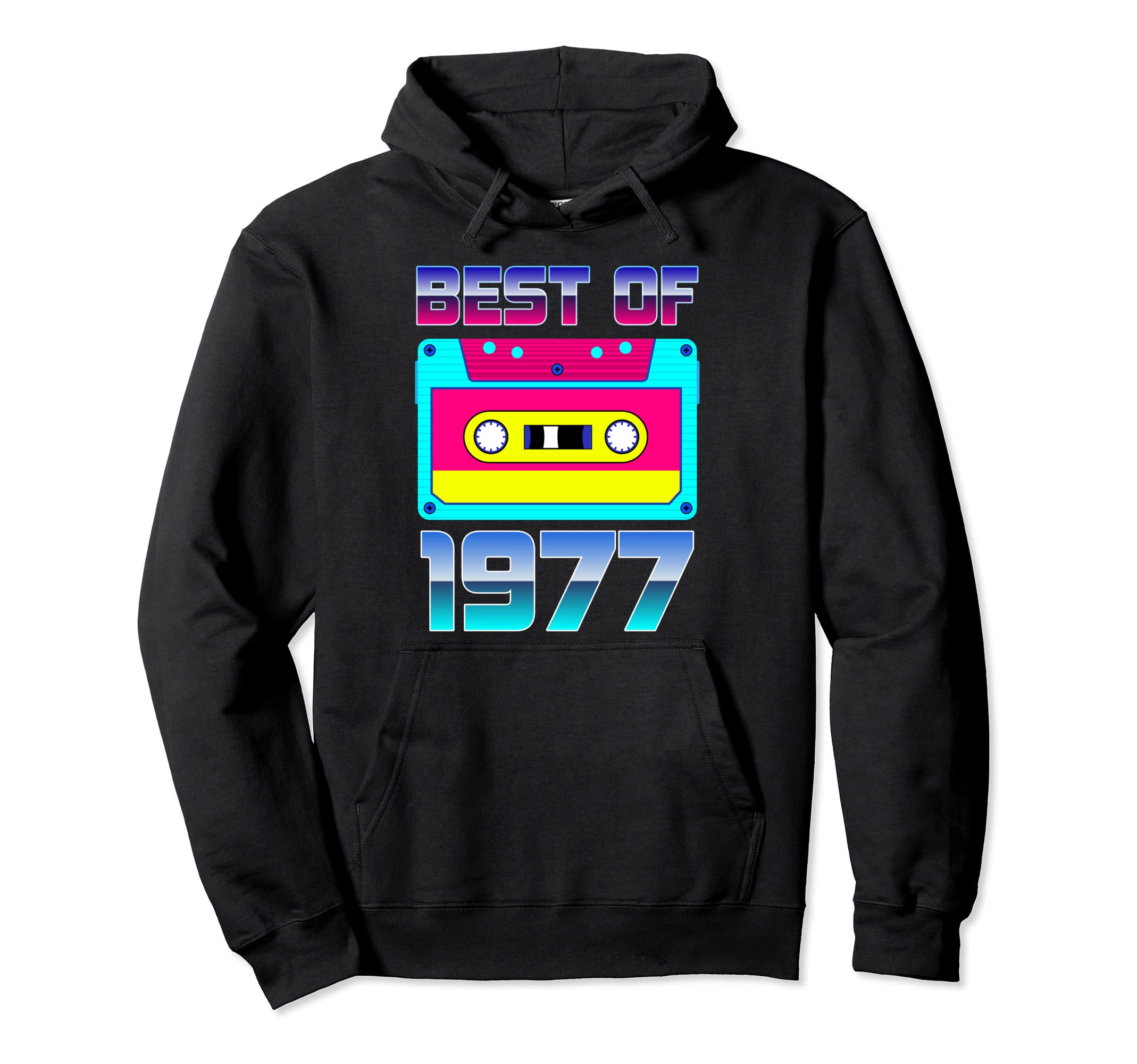 Best 1977 Futuristic Cassette Tape Birthday Hoodie - Unique Graphic Unisex - T-Shirt, Sweatshirt, Hoodie