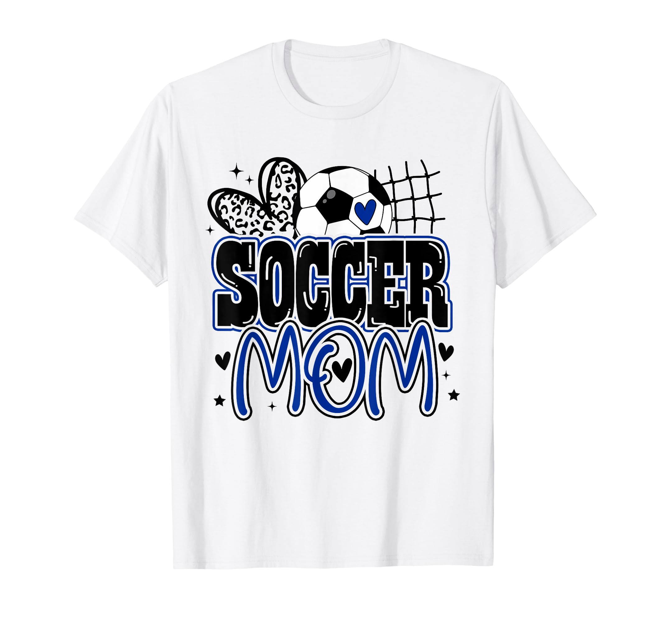 Blue Soccer Heartleopard Soccer Mom Mama T-Shirt - Trendy Graphic Unisex - T-Shirt, Sweatshirt, Hoodie