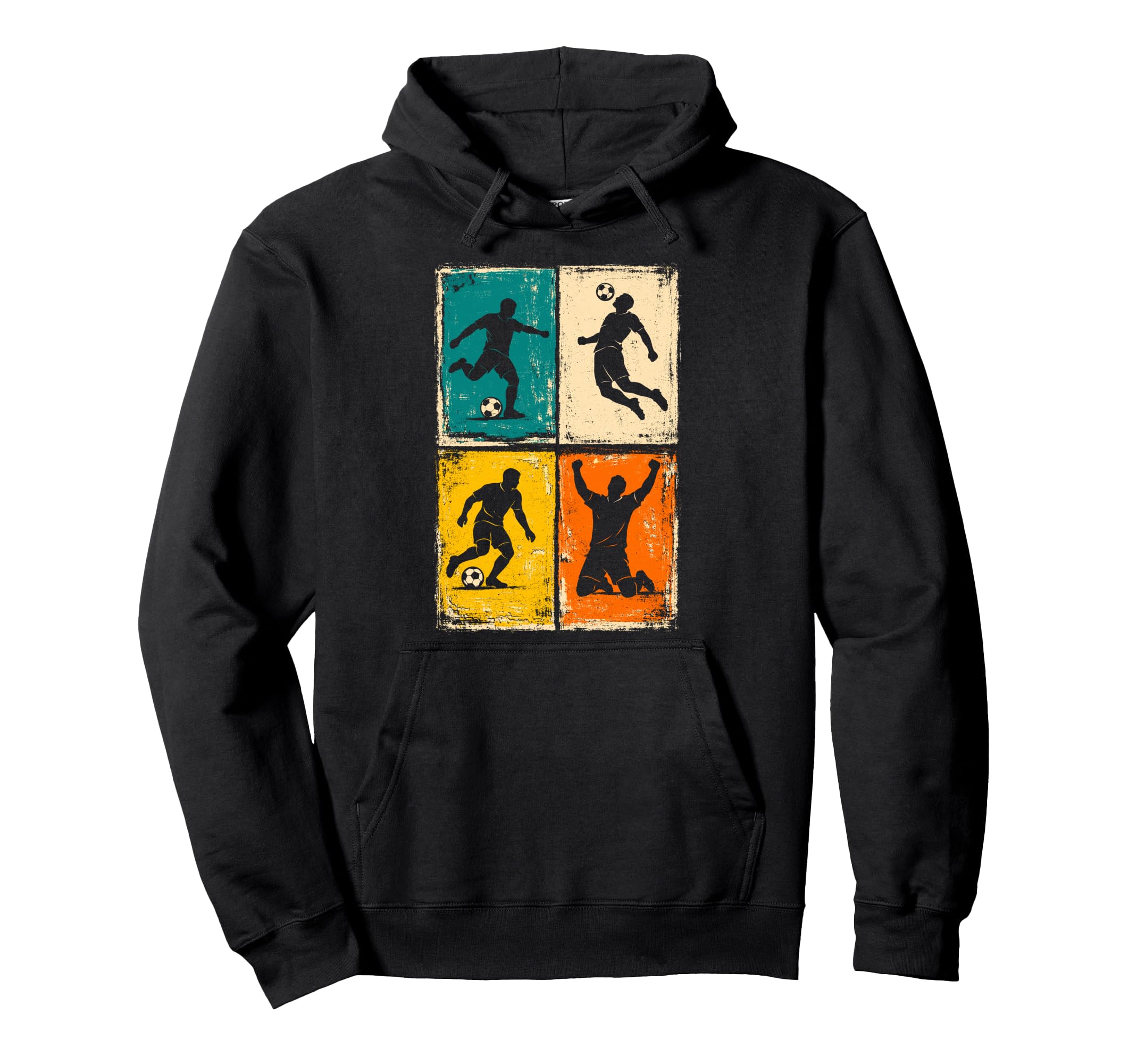 Distressed Soccer Player Silhouettes Hoodie - Streetwear Style Unisex - T-Shirt, Sweatshirt, Hoodie