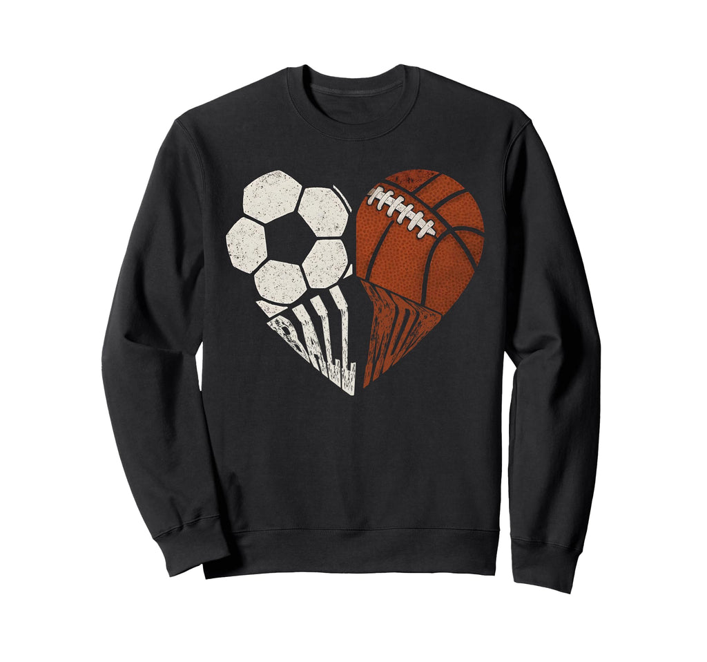 Mom Both Heart Soccer Baseball Sweatshirt - Trendy Graphic for Adults - T-Shirt, Sweatshirt, Hoodie