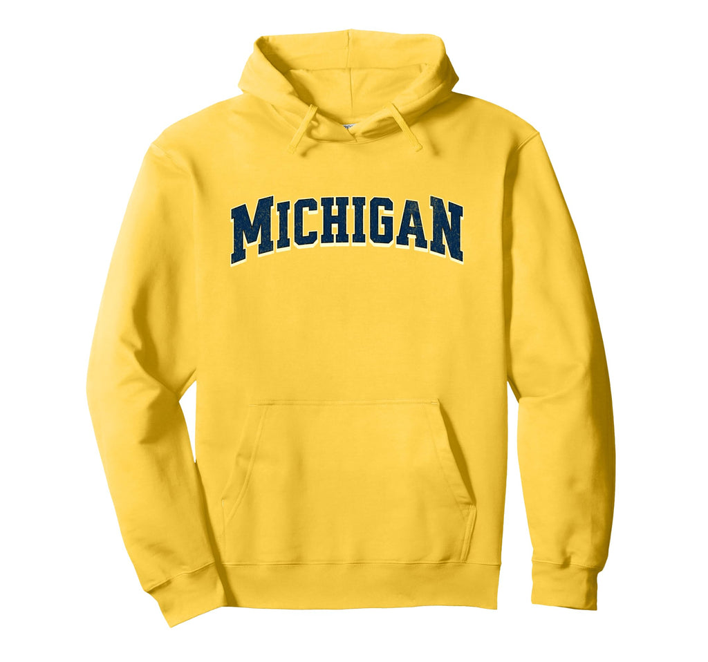 Michigan Throwback Varsity Hoodie - Fun Novelty Design for Adults - T-Shirt, Sweatshirt, Hoodie