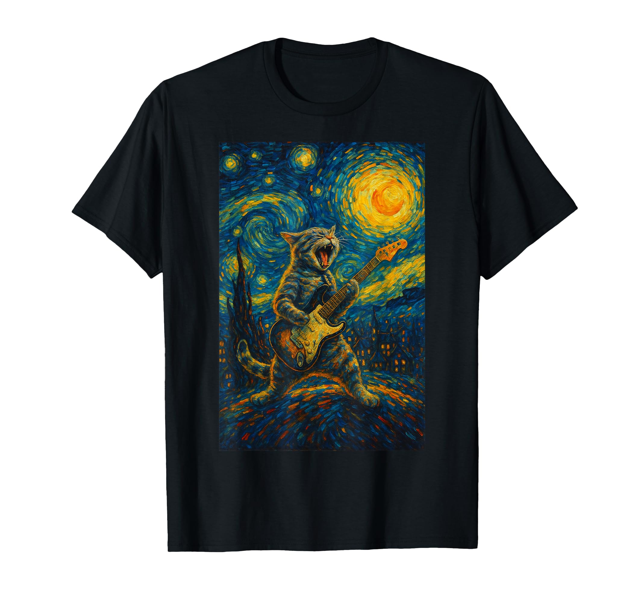 Cat Playing Guitar Rock Star Rock And T-Shirt - Streetwear Style Unisex - T-Shirt, Sweatshirt, Hoodie