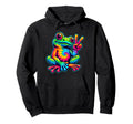 Tie Dye Frog Peace Sign Hippie Frog Hoodie - Trendy Graphic for Adults - T-Shirt, Sweatshirt, Hoodie