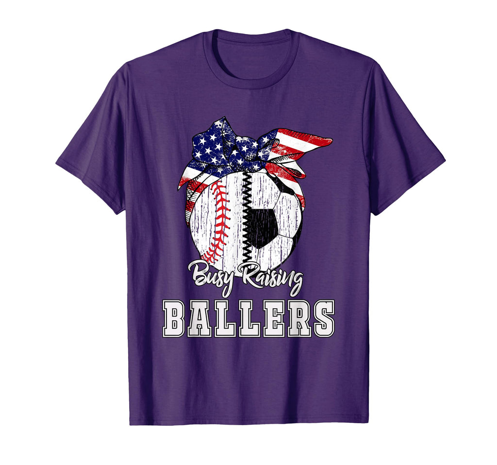 Busy Raising Ballers Baseball Soccer Soccer T-Shirt - Graphic Print Unisex - T-Shirt, Sweatshirt, Hoodie