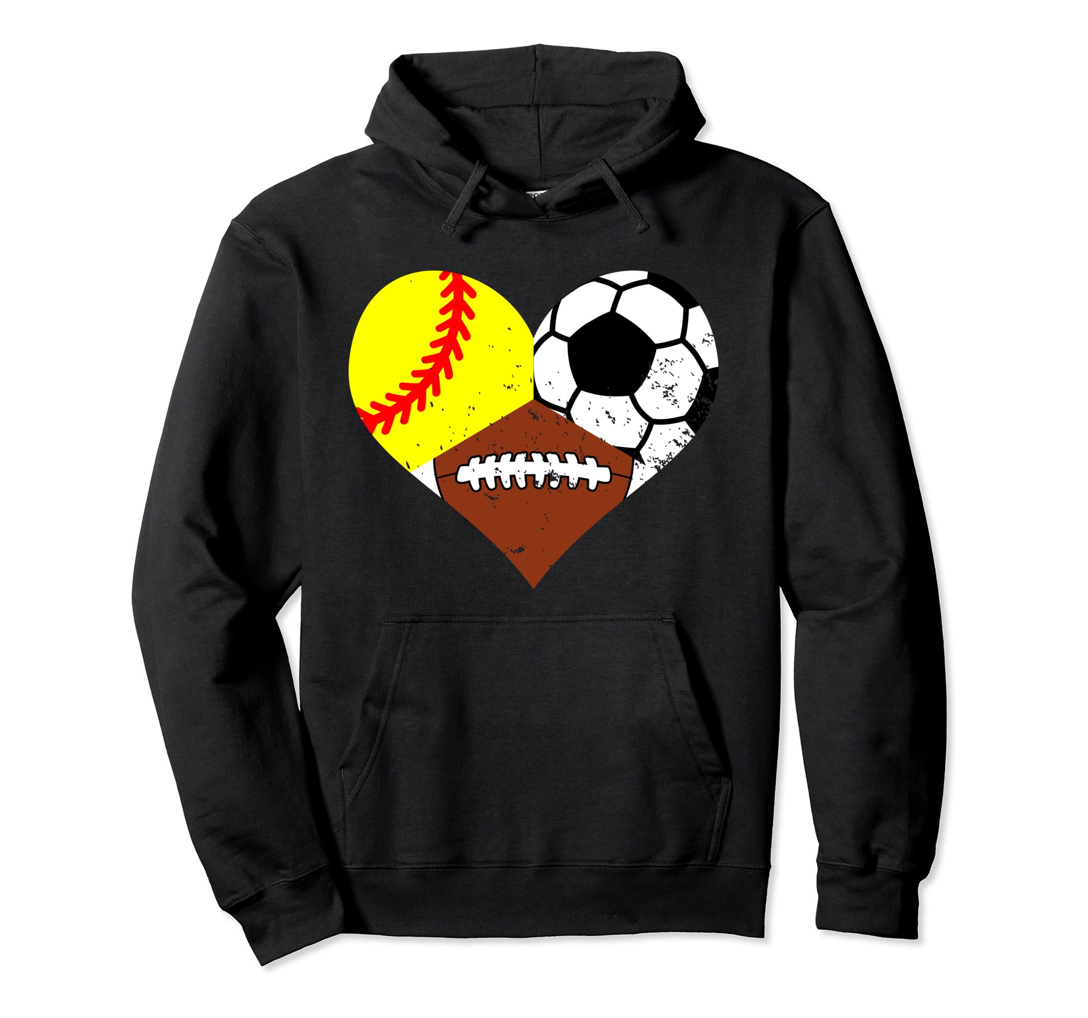 Softball Football Soccer Heart Funny Sport Hoodie - Novelty Apparel Unisex - T-Shirt, Sweatshirt, Hoodie