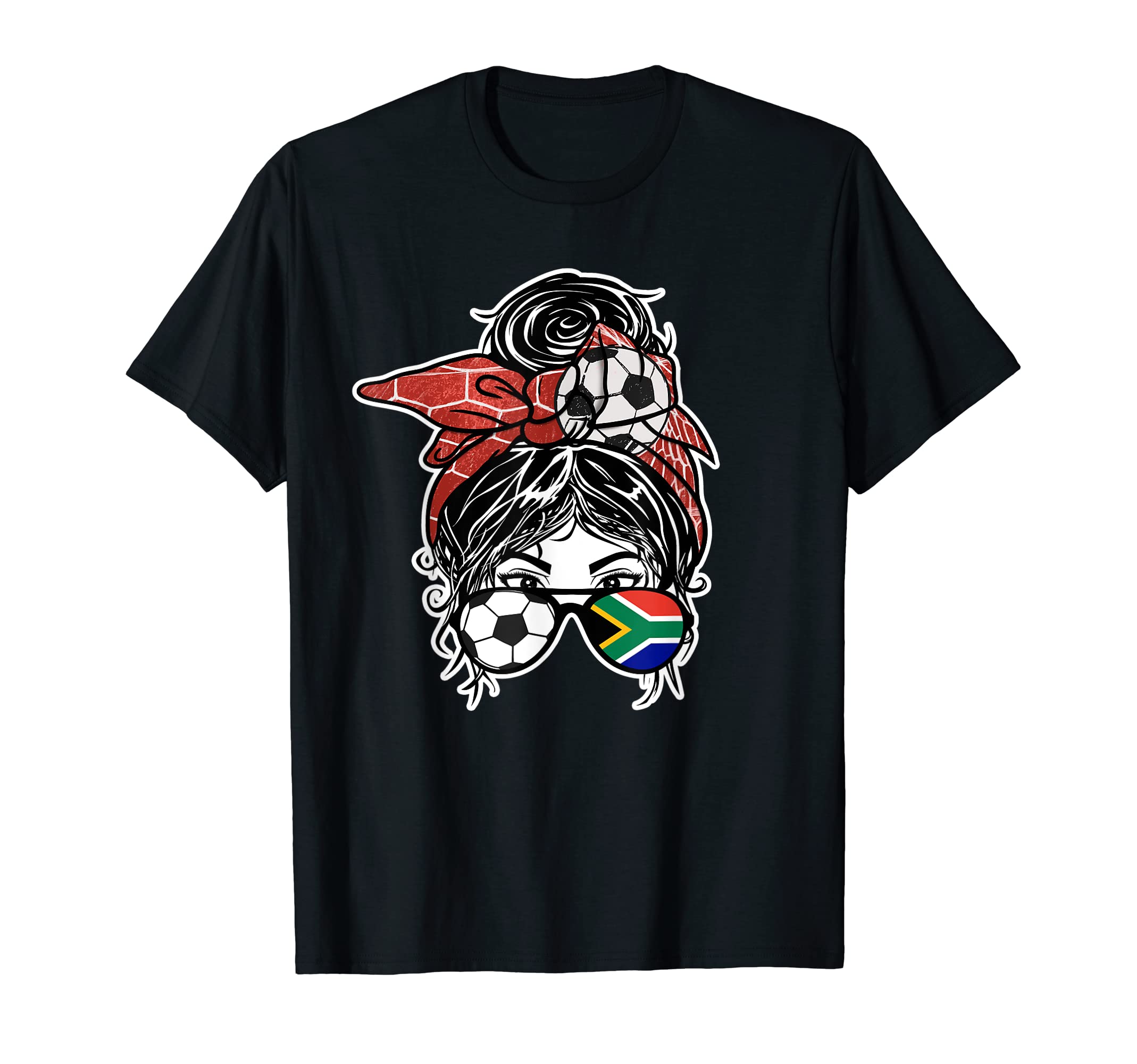 Messy Bun Hair South African Soccer T-Shirt - Custom Art Print for Adults - T-Shirt, Sweatshirt, Hoodie